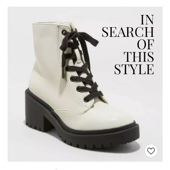 Universal Thread Shoes - Universal Thread Brie Lace Up White Combat Boot 10